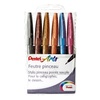 ETUI 6 FEUTRES PINCEAUX POINTE SOUPLE : GRIS, MARRON, OCRE, ORANGE, BLEU CLAIR ET ROSE