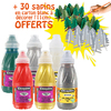 PACK NOEL 4 FLACONS PEINTURE ACRYLIQUE COLORIS ASSORTIS + 2 FLACONS GEL PAILLETE 250ML + 30 SAPINS CARTONS A DECORER