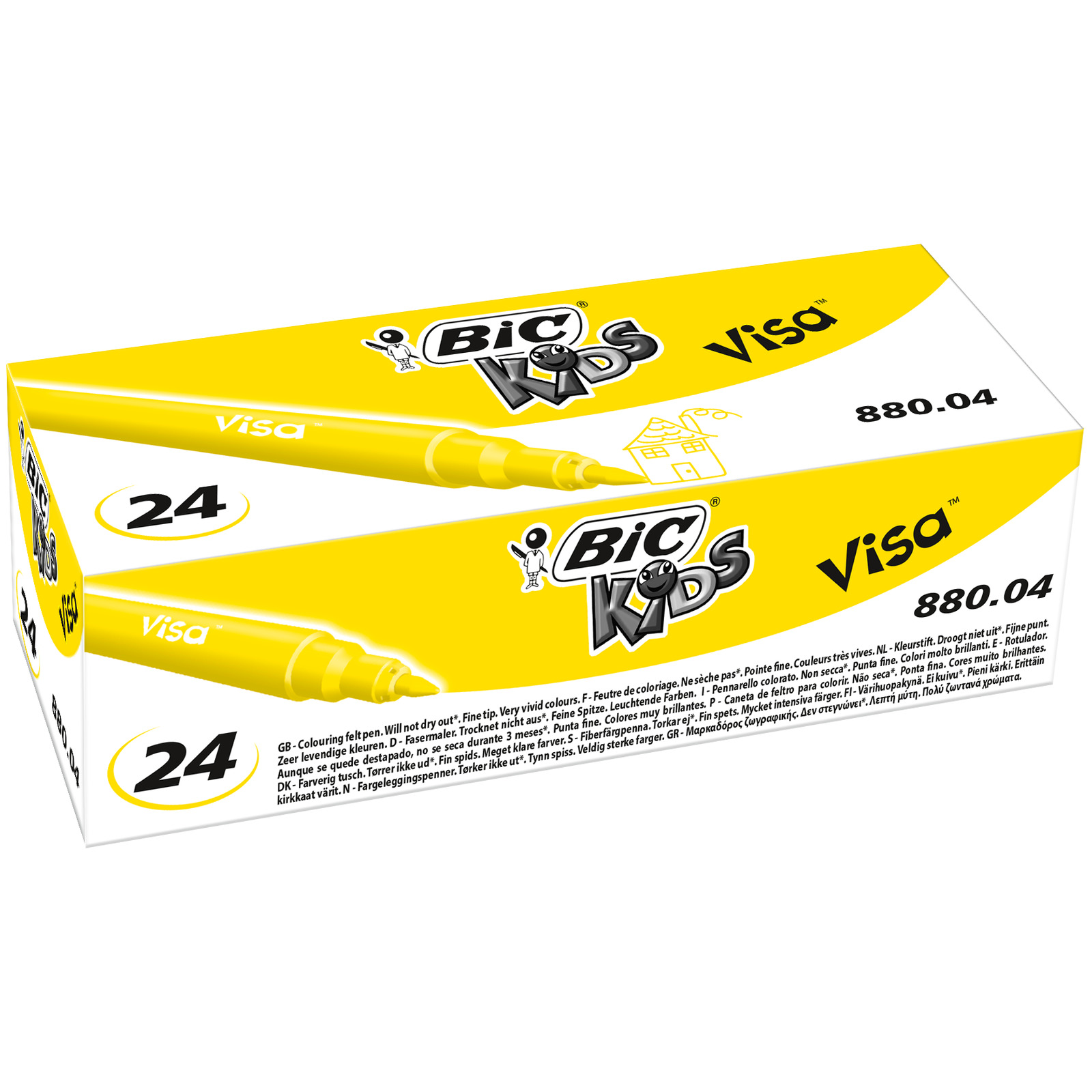 BIC Pot de 24 Feutres effaçables A SEC Kids MINI pointe ogive