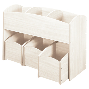 OS - 1 BAC À LIVRES 3 CASES HAUT + 1 LOT DE 3 BACS À LIVRES 1 CASE - BOULEAU