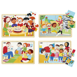 LES BONS MOMENTS DE L'ÉCOLE - LOT DE 4 PUZZLES