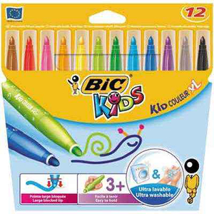 KIDS COULEUR XL 12 POCHETTES DONT 3 GRATUITES DE 12 FEUTRES ASSORTIS