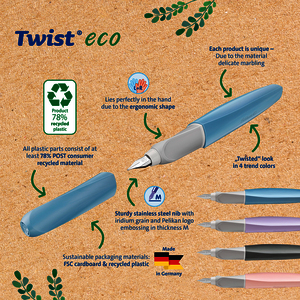 1 STYLO PLUME TWIST ECO TAILLE M COLORIS BLEU