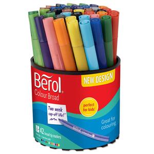 POT DE 42 FEUTRES COLOURBROAD BEROL ASSORTIS