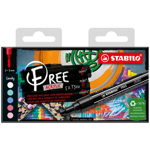 FREE ACRYLIC T300 5 MARQUEURS COLORIS ASSORTIS SET 1 CANDY