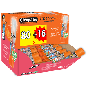 96 BÂTONS DE COLLE TRANSPARENTE 8G DONT 16 OFFERTS