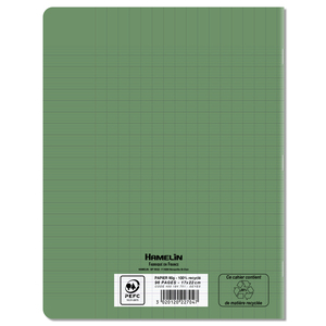 CAHIER PP RECYCLÉ 17X22 96P SÉYÈS VERT