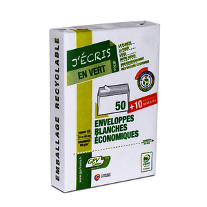 50 + 10 ENVELOPPES BLANCHES 114X162MM