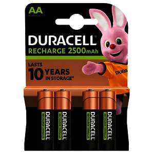 DURACELL 4 PILES RECHARGEABLES AA 2500MAH