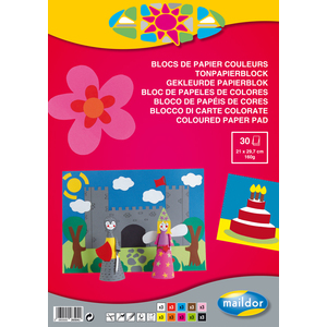 BLOC PAPIER COULEURS 30F A4 120G