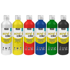 ACRYLCOLOR 6 FLACONS 500ML COLORIS CLASSIQUES