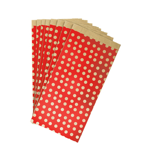 50 SACS KRAFT 15X31CM POIS FOND ROUGE