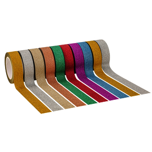 10 RUBANS ADHESIFS COLORIS PAILLETES ASSORTIS 15MMX10M