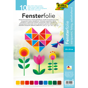 PAPIER ÉLECTROSTATIQUE TRANSPARENT POUR VITRAIL 23X33CM 10F COLORIS ASSORTIS